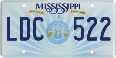 MS license plate LDC522