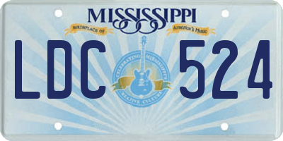 MS license plate LDC524