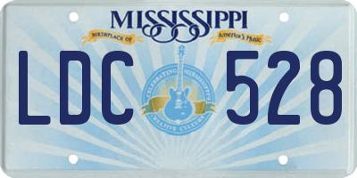 MS license plate LDC528