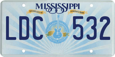 MS license plate LDC532