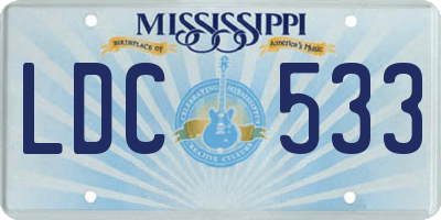 MS license plate LDC533