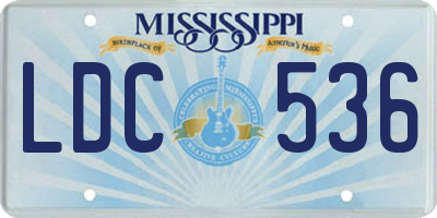 MS license plate LDC536