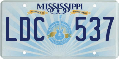 MS license plate LDC537