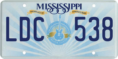 MS license plate LDC538