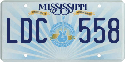 MS license plate LDC558