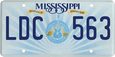 MS license plate LDC563