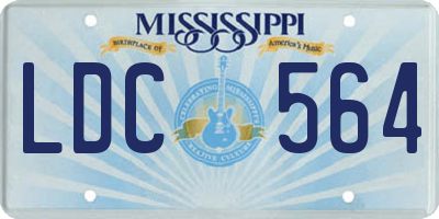 MS license plate LDC564