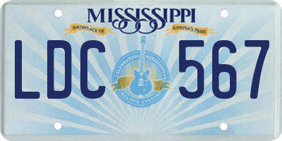 MS license plate LDC567