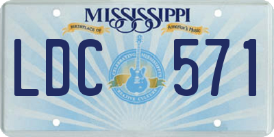 MS license plate LDC571