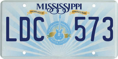 MS license plate LDC573