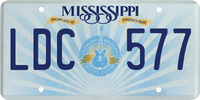 MS license plate LDC577