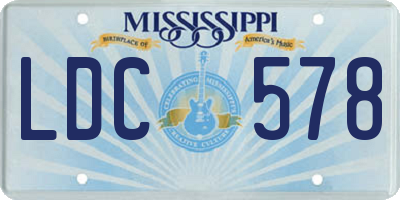 MS license plate LDC578
