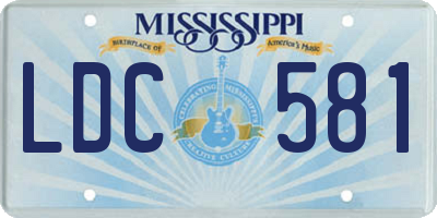 MS license plate LDC581