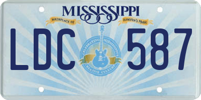 MS license plate LDC587