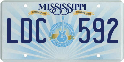 MS license plate LDC592