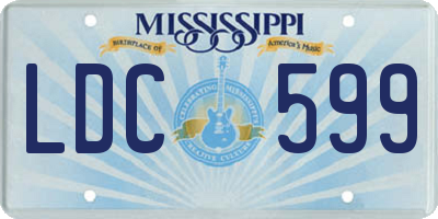 MS license plate LDC599