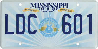 MS license plate LDC601