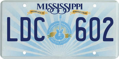 MS license plate LDC602