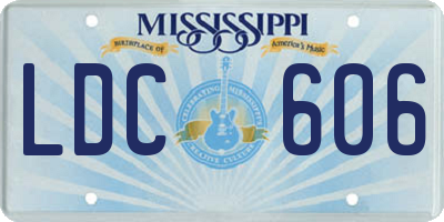 MS license plate LDC606
