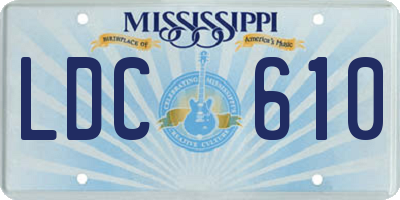 MS license plate LDC610