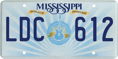 MS license plate LDC612