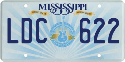 MS license plate LDC622