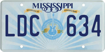 MS license plate LDC634