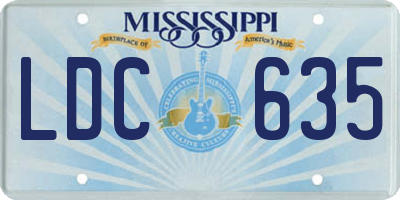 MS license plate LDC635
