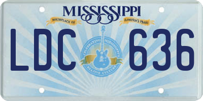 MS license plate LDC636