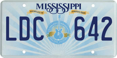 MS license plate LDC642