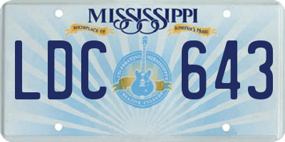MS license plate LDC643
