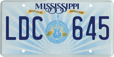 MS license plate LDC645