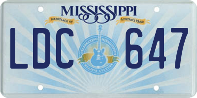 MS license plate LDC647