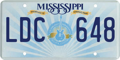 MS license plate LDC648