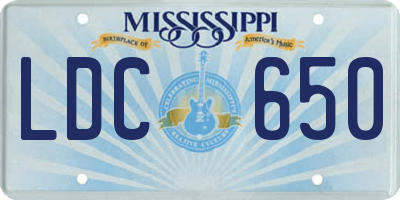 MS license plate LDC650