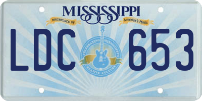 MS license plate LDC653