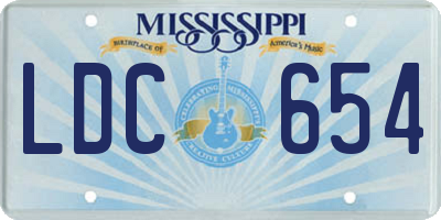 MS license plate LDC654