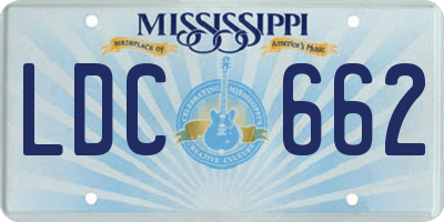 MS license plate LDC662