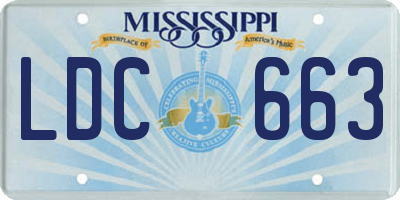 MS license plate LDC663