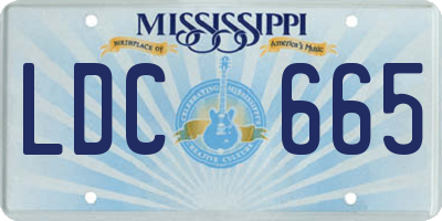 MS license plate LDC665