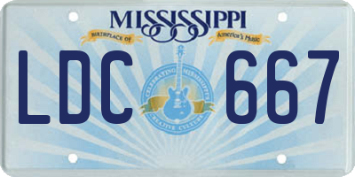 MS license plate LDC667