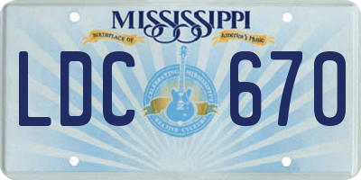 MS license plate LDC670