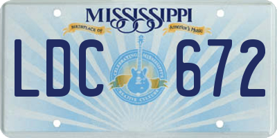 MS license plate LDC672