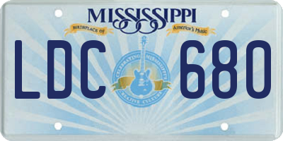 MS license plate LDC680