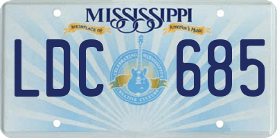 MS license plate LDC685