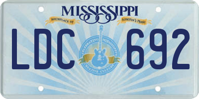 MS license plate LDC692