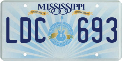 MS license plate LDC693
