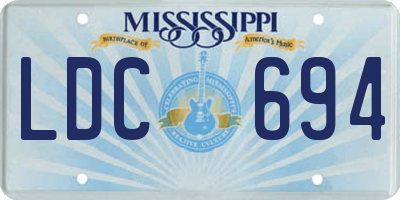 MS license plate LDC694