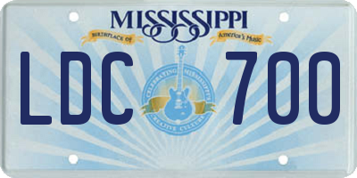 MS license plate LDC700