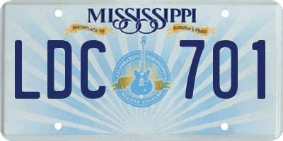 MS license plate LDC701